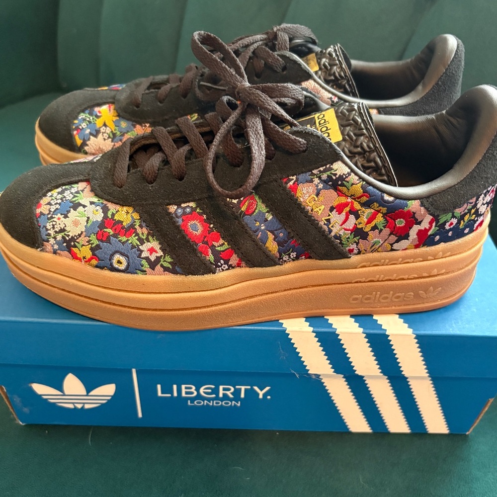 Adidas Liberty London Floral Sneakers with Black and Tan